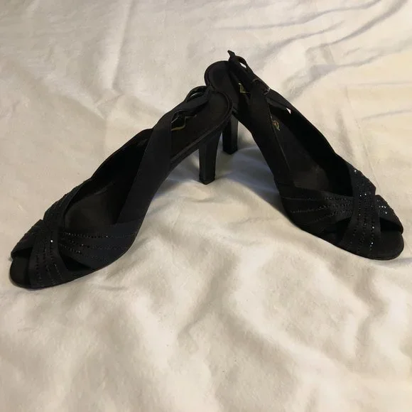 Nina Black Slingback, Dress Shoes size 9M - Picture 3 of 7